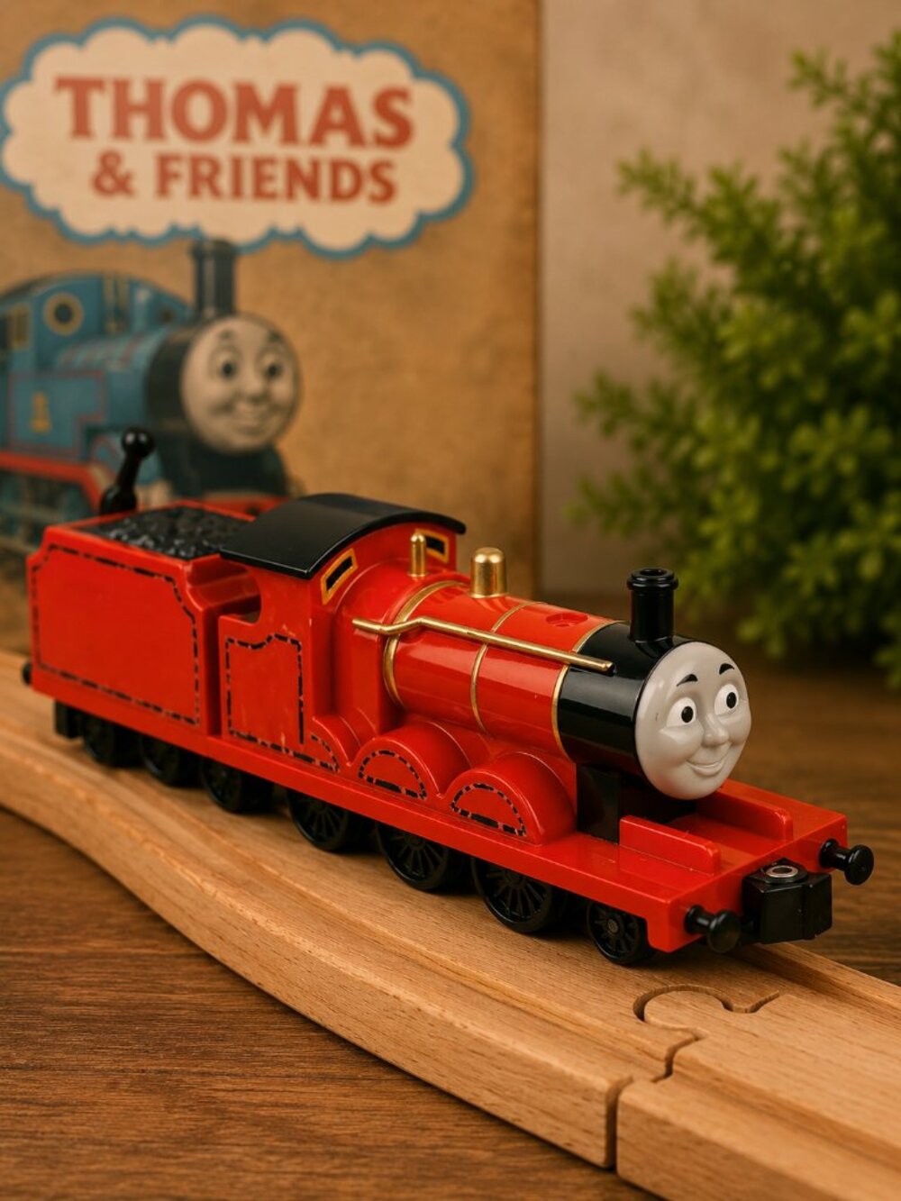Vintage 1993 Bandai Thomas & Friends James Red Engine Toy Train